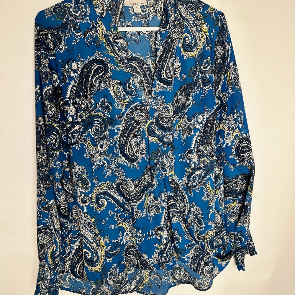 Allison Joy | Blue Paisley Wrap Front Blouse